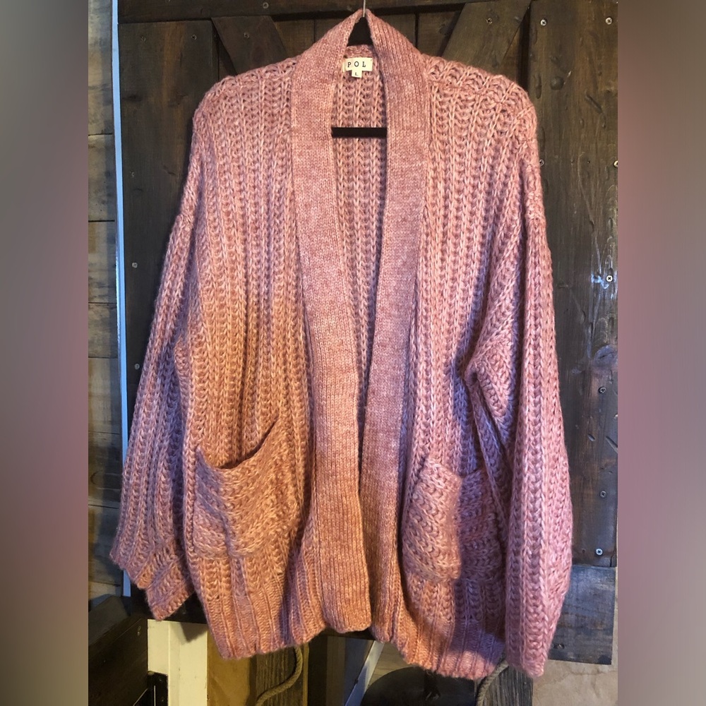 POL Pink Cable Knit Cardigan